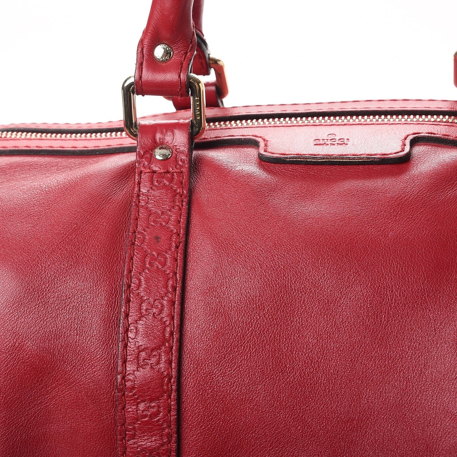 Gucci Calfskin Microguccissima Trim Medium Boston Raspberry Red 14 of 22