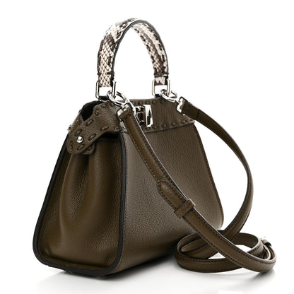 Fendi Cuoio Romano Snakeskin Selleria Mini Peekaboo Iconic Satchel 3 of 11