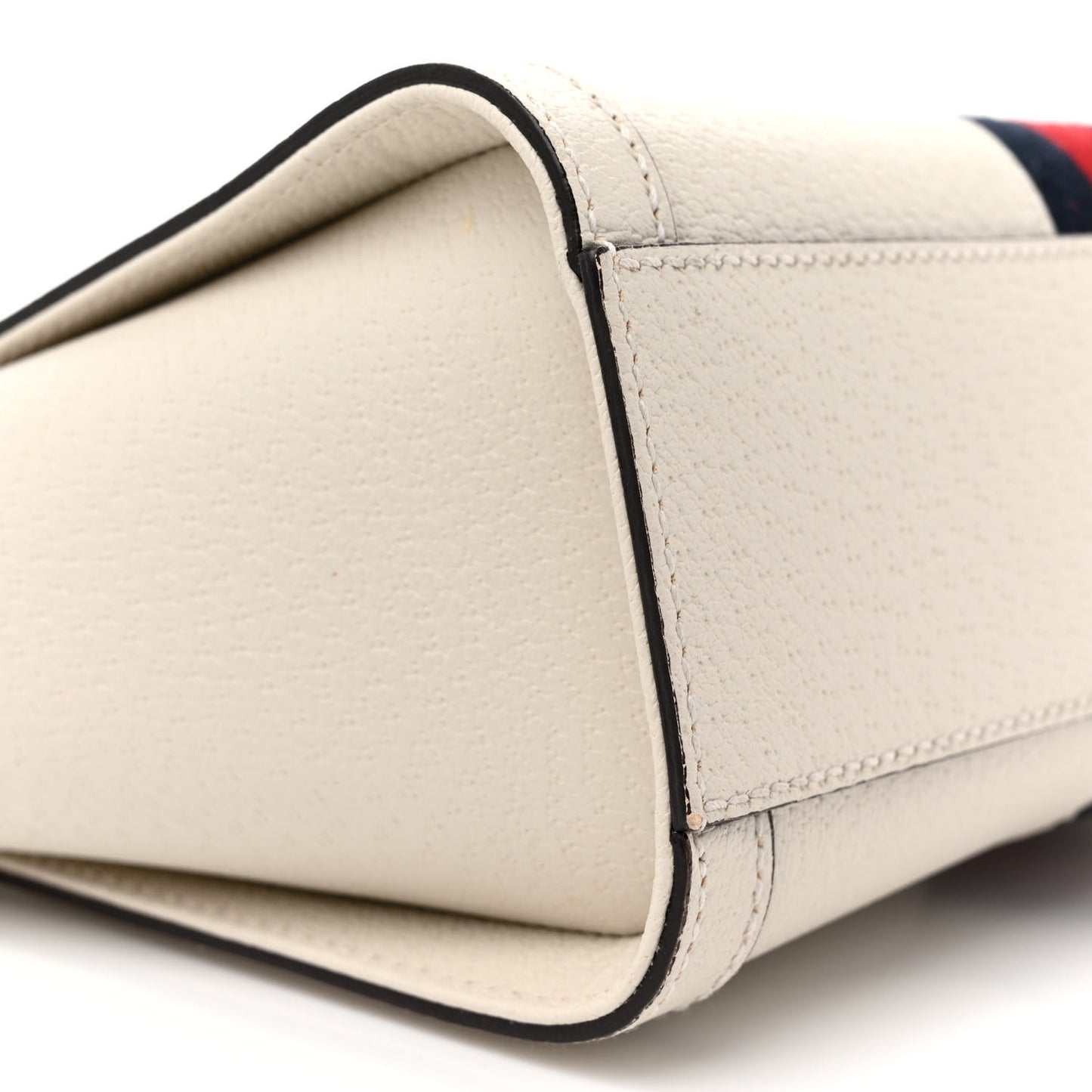 Textured Calfskin Web Small Ophidia Tote Bag Mystic White