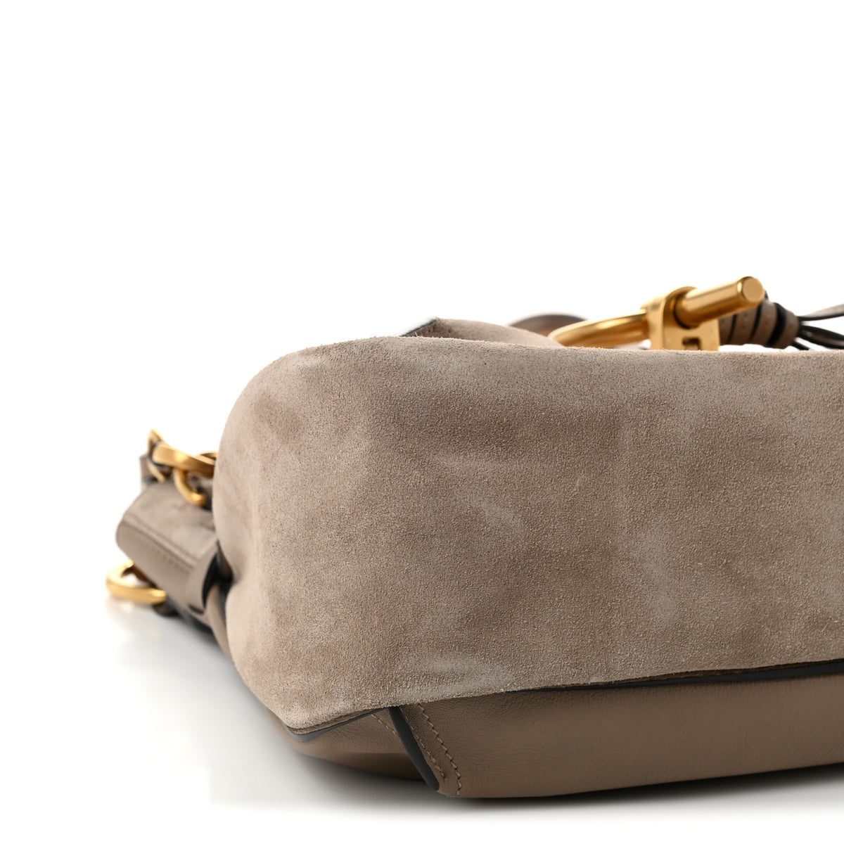Suede Calfskin Small Lexa Shoulder Bag Motty Grey