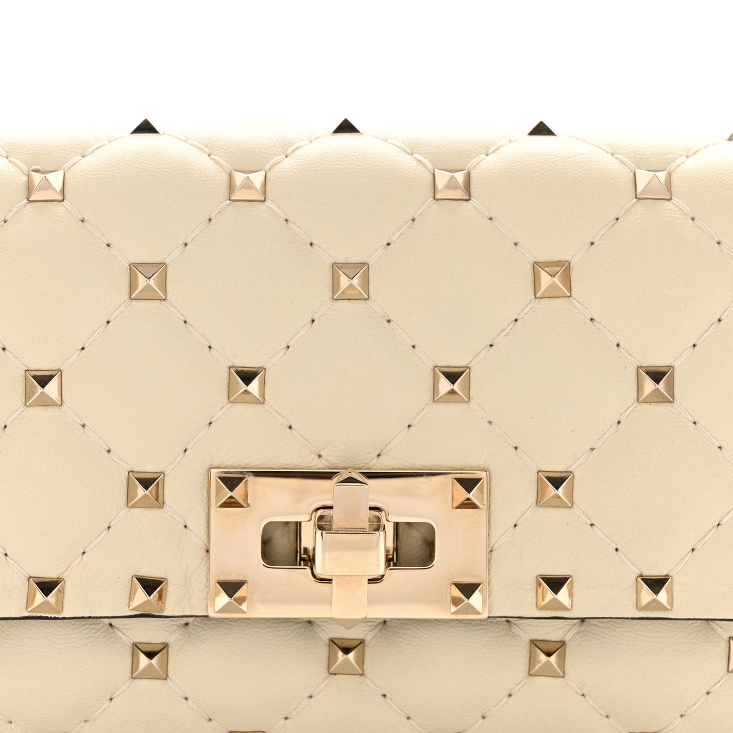 Lambskin Rockstud Spike Belt Bag 85 Ivory