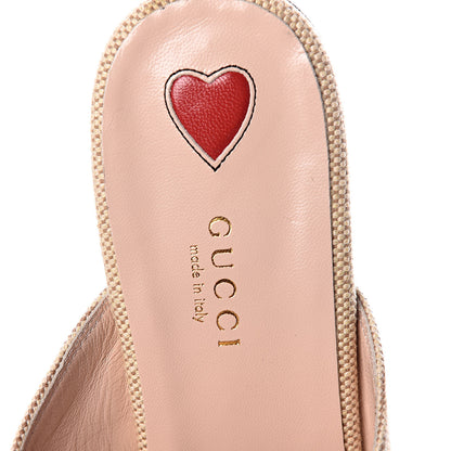 Gucci Canvas Vintage Charlotte Web Princetown Slippers 37.5 Sand Cuir 7 of 8