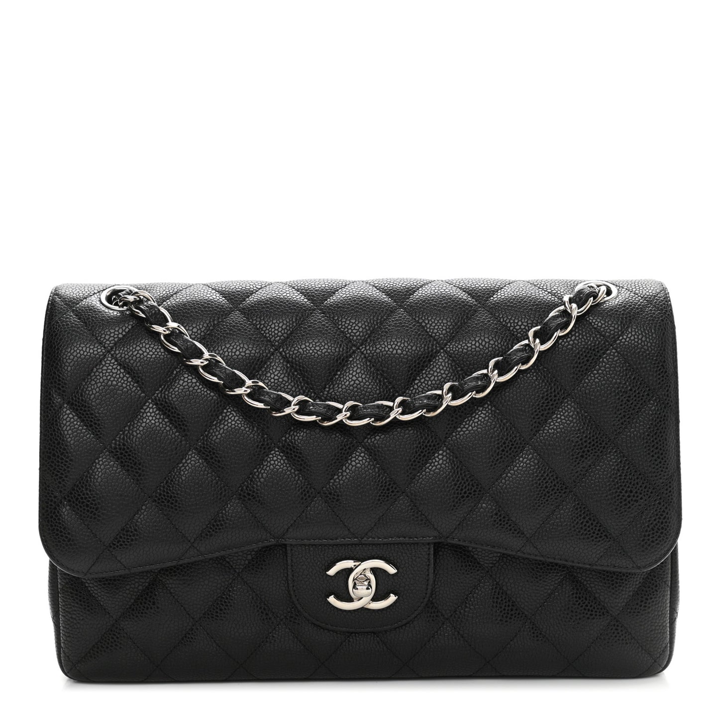 Caviar Quilted Jumbo Double Flap Black