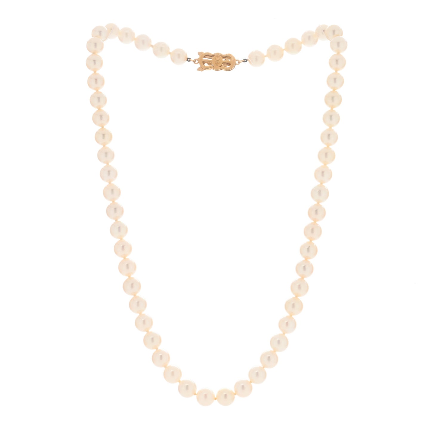 18K Yellow Gold Akoya Pearl 7.5-8mm Strand Necklace