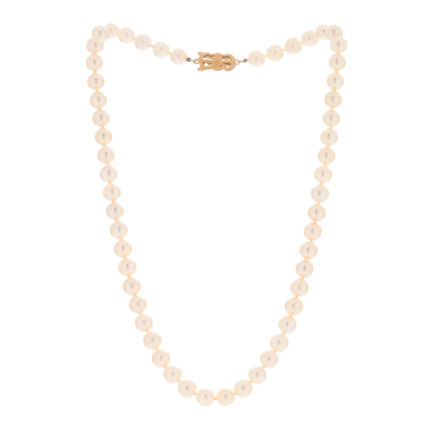 Mikimoto 18K Yellow Gold Akoya Pearl 7.5-8mm Strand Necklace 2 of 5