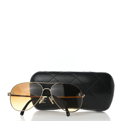 Chanel Aviator CC Sunglasses 4189-T-Q Gold 8 of 8