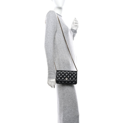 Chanel Lambskin Quilted Wallet On Chain WOC Black 2 of 12