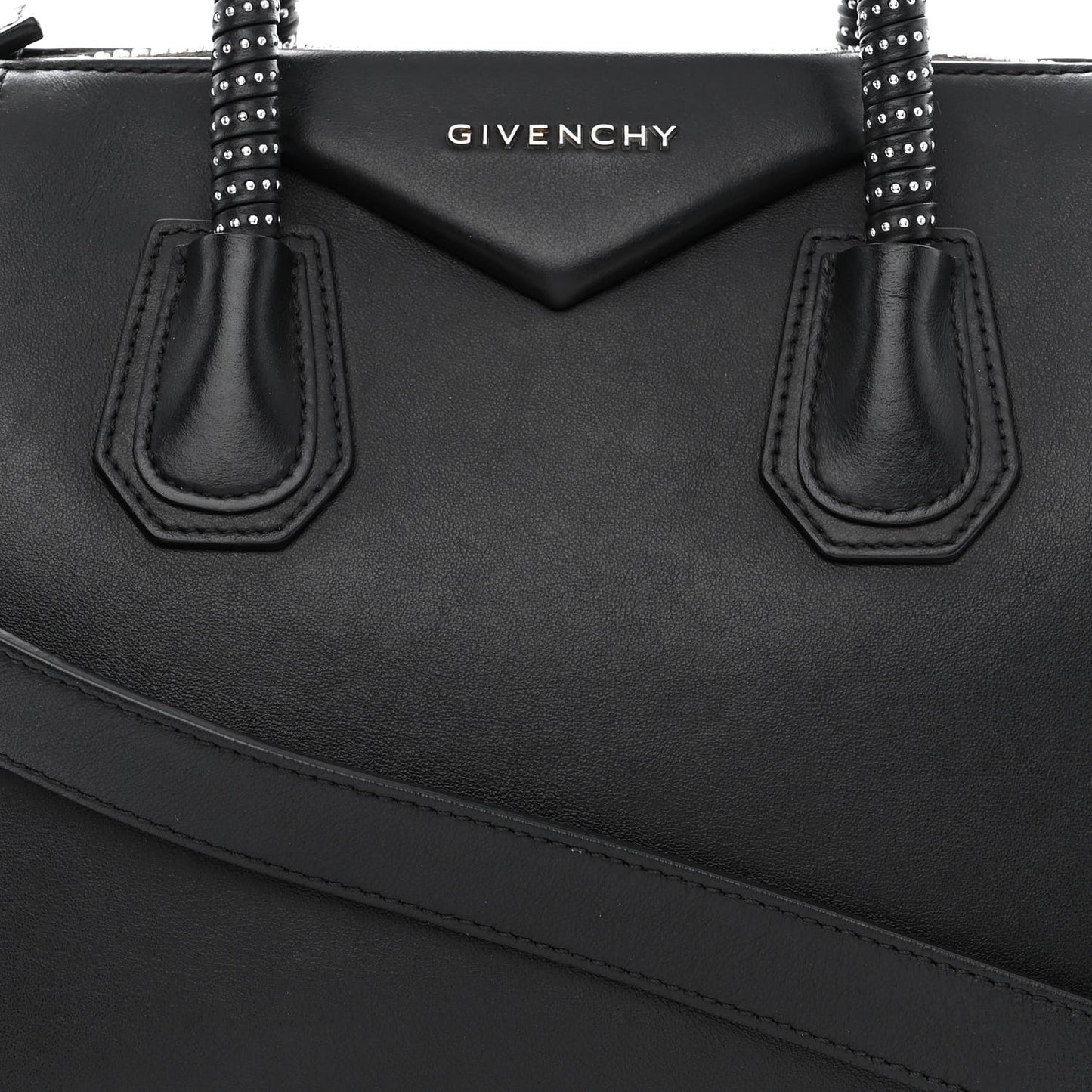 Shiny Lord Calfskin Studded Small Antigona Black