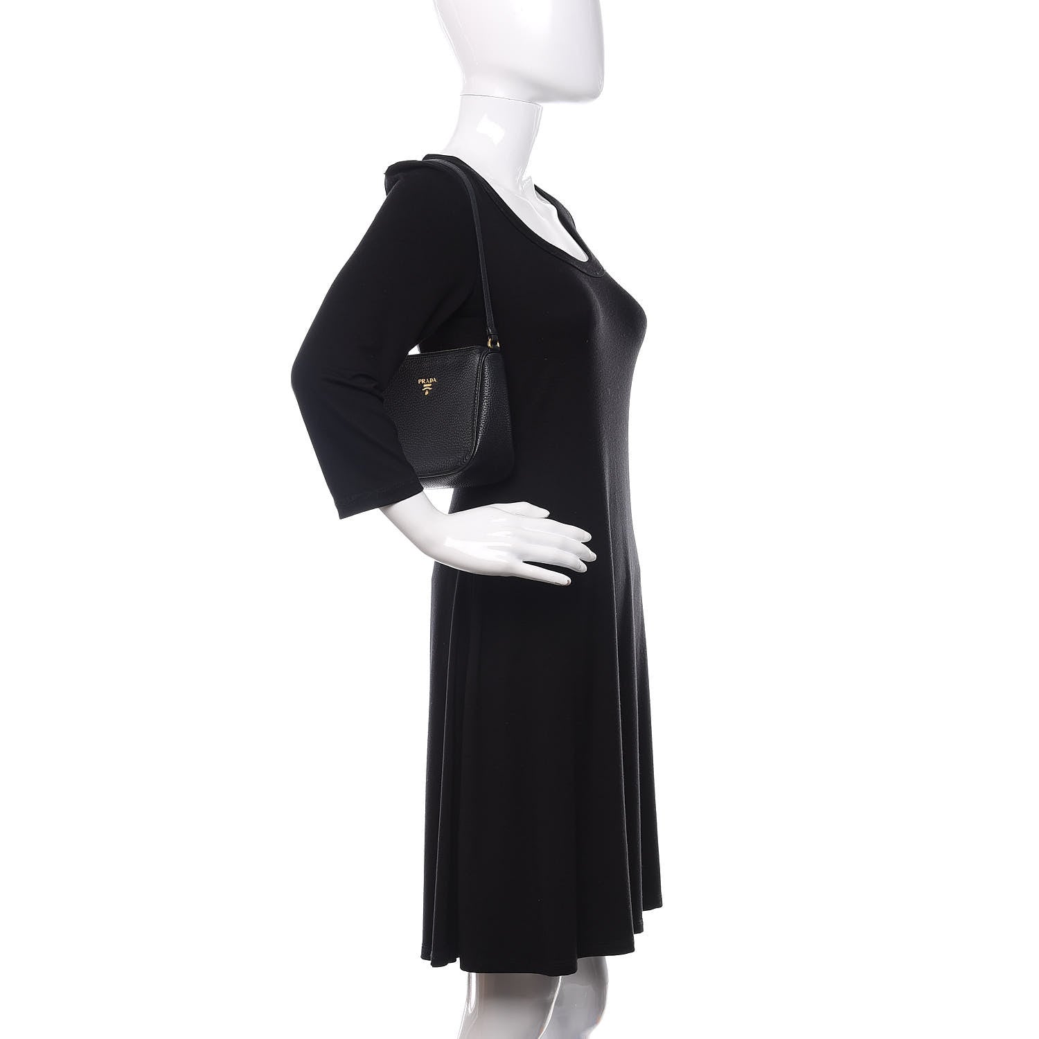 Prada Vitello Daino Pochette Bag Black 2 of 10