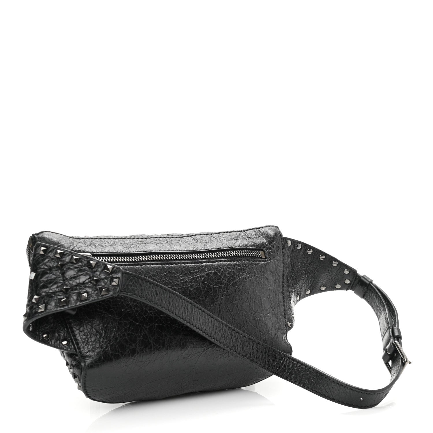 Valentino Garavani Craquele Nappa Rockstud Spike Belt Bag 80 Black 3 of 10