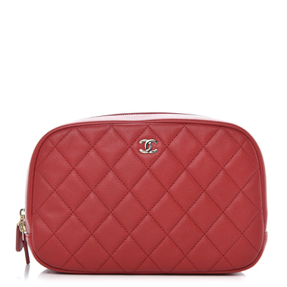 Chanel Caviar Quilted Curvy Pouch Cosmetic Case Red 1 of 10