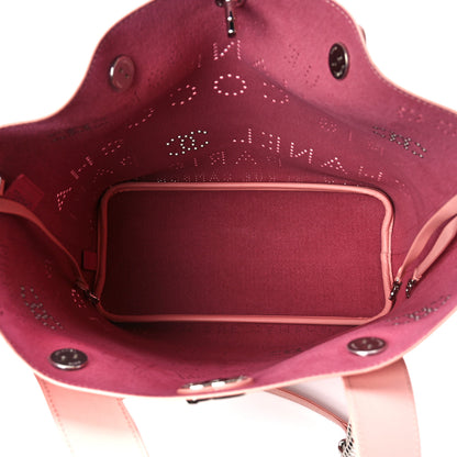 Chanel Calfskin Tweed Small Logo Eyelets Shopping Tote Pink 6 of 13