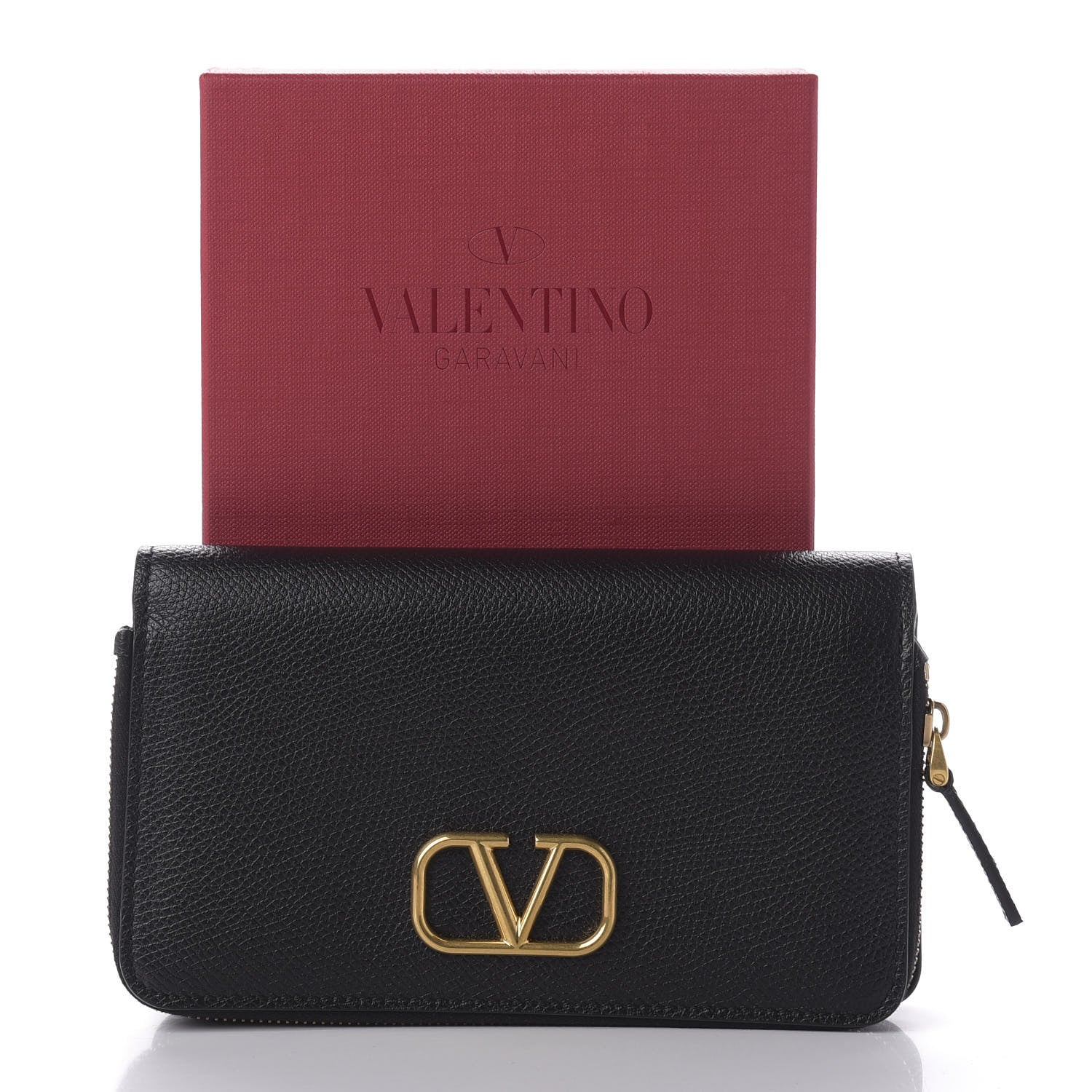 Valentino Garavani Grained Calfskin Vlogo Zip Around Wallet Black 8 of 8