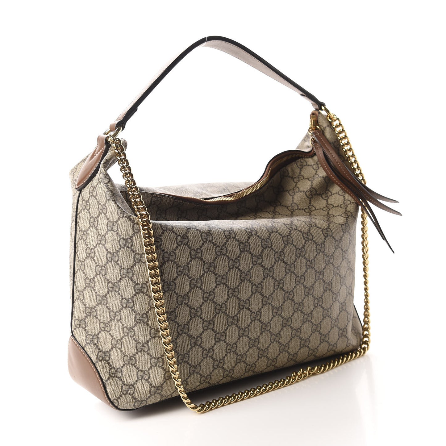 GG Supreme Monogram Large Linea A Hobo Light Brown