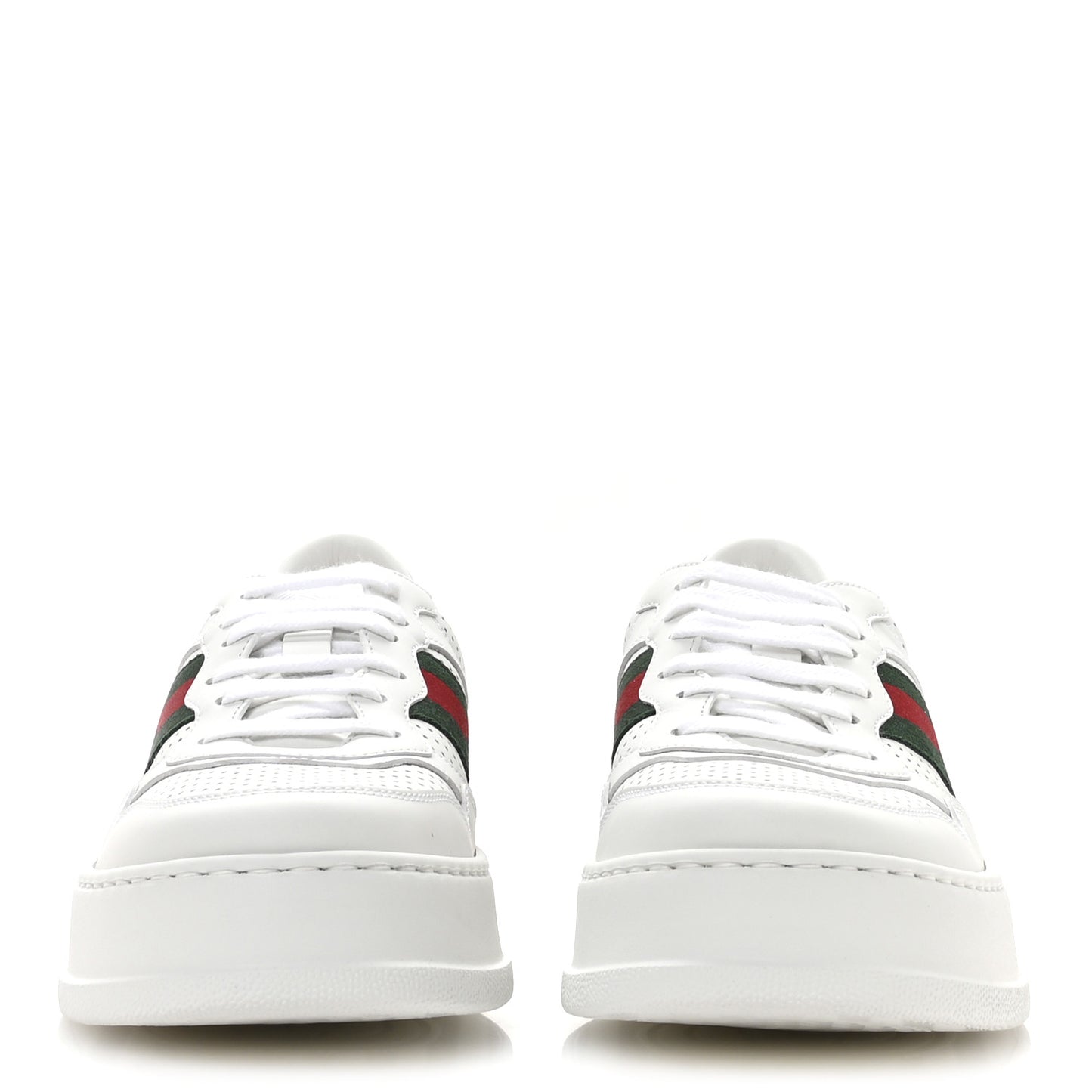 Calfskin Web Perforated Womens Platform 55mm Sneakers 39 White Bright Splash