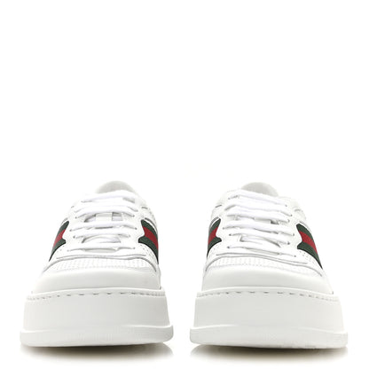 Gucci Calfskin Web Perforated Womens Platform 55mm Sneakers 39 White Bright Splash 3 of 9