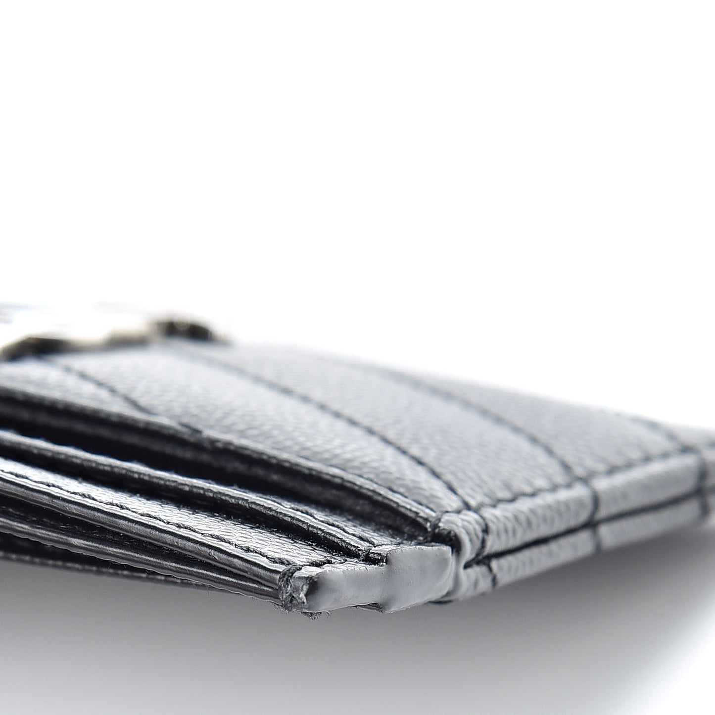 Grain De Poudre Matelasse Chevron Monogram Credit Card Case Black