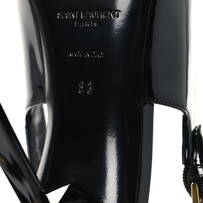 Saint Laurent Glazed Calfskin Lee Slingback Pumps 38 Black 8 of 10