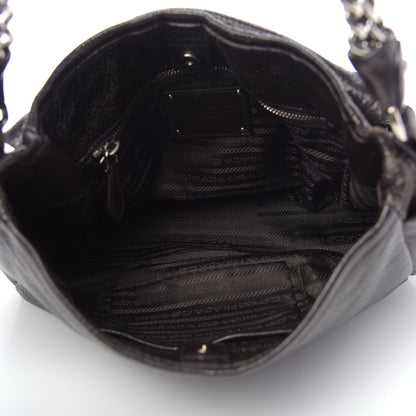 Prada Cervo Lux Chain Flap Hobo Ebano 5 of 11