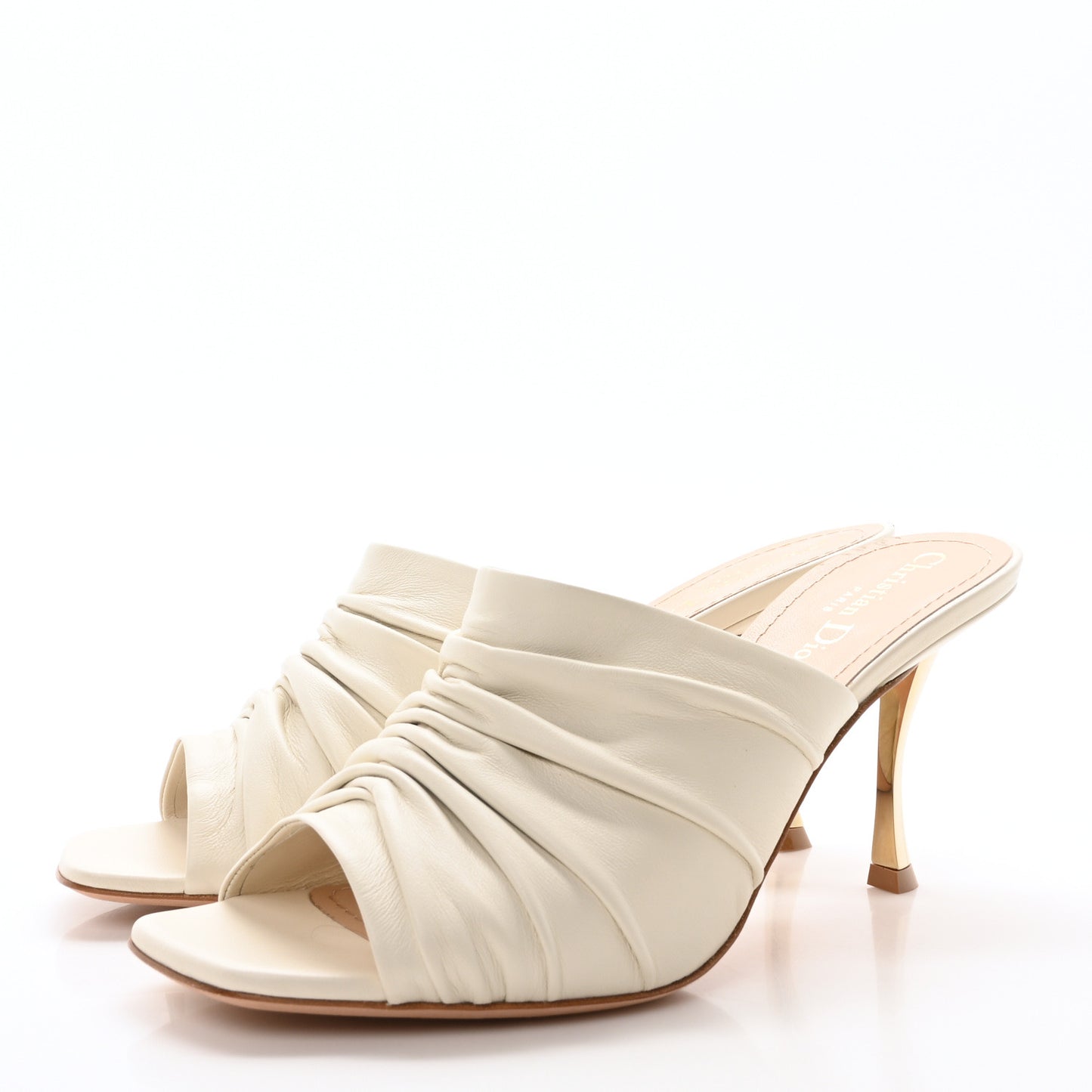Lambskin D-Fame Mule Sandals 40 Off White