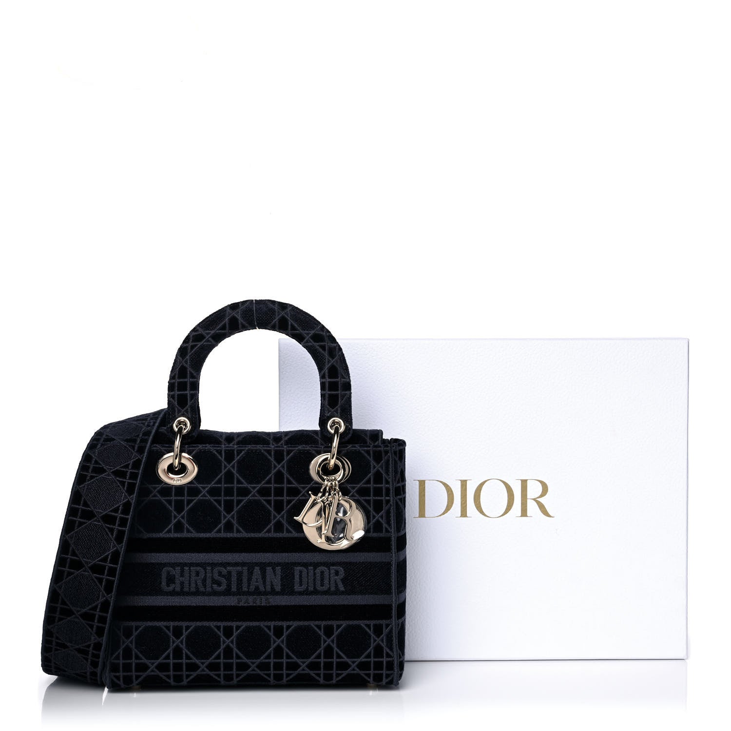 Christian Dior Velvet Cannage Medium Lady D-Lite Blue 13 of 13