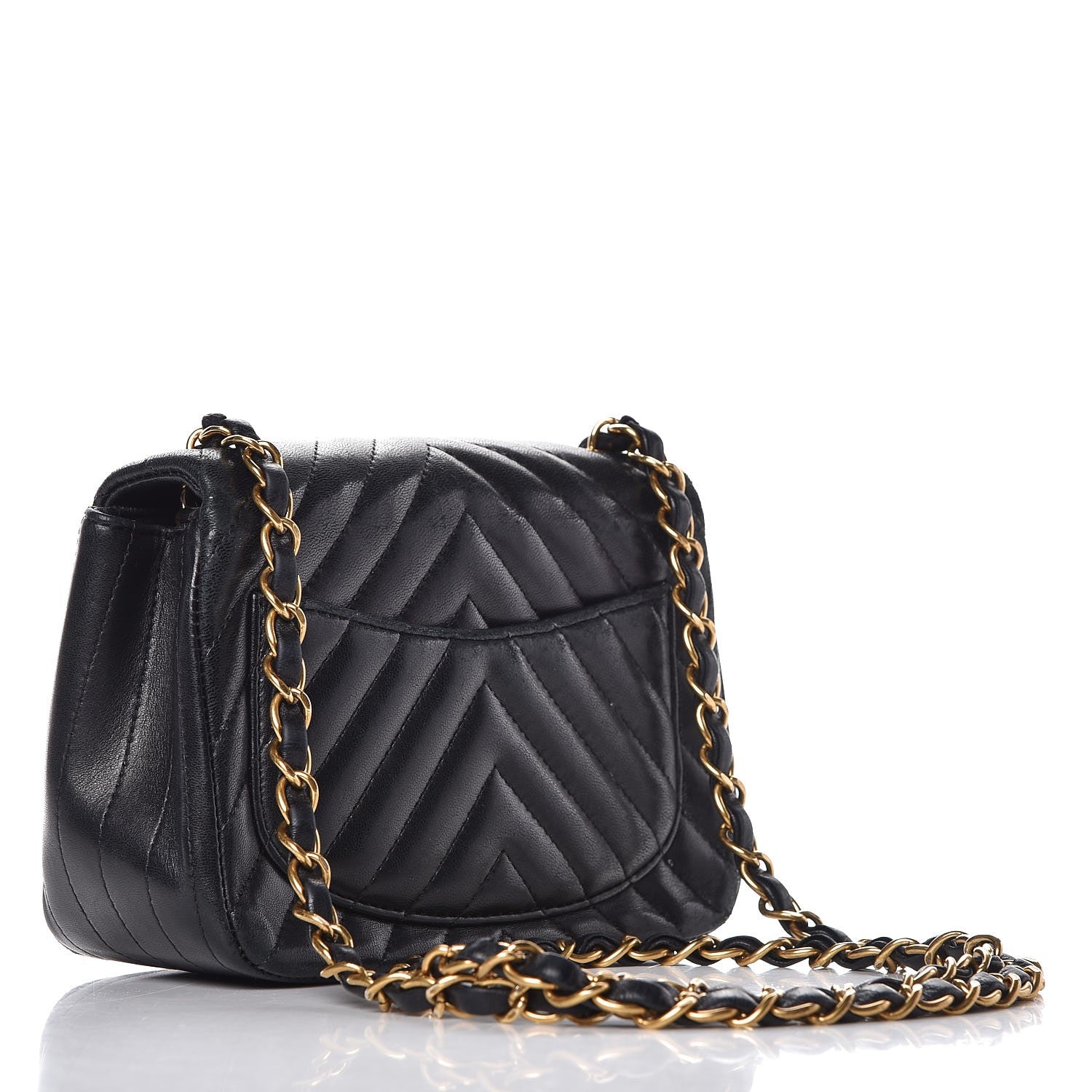 Chanel Lambskin Chevron Quilted Mini Square Flap Black 3 of 15