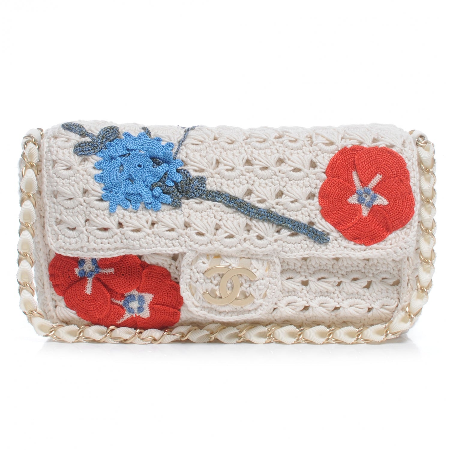 Chanel Crochet Camellia CC Flap 1 of 8