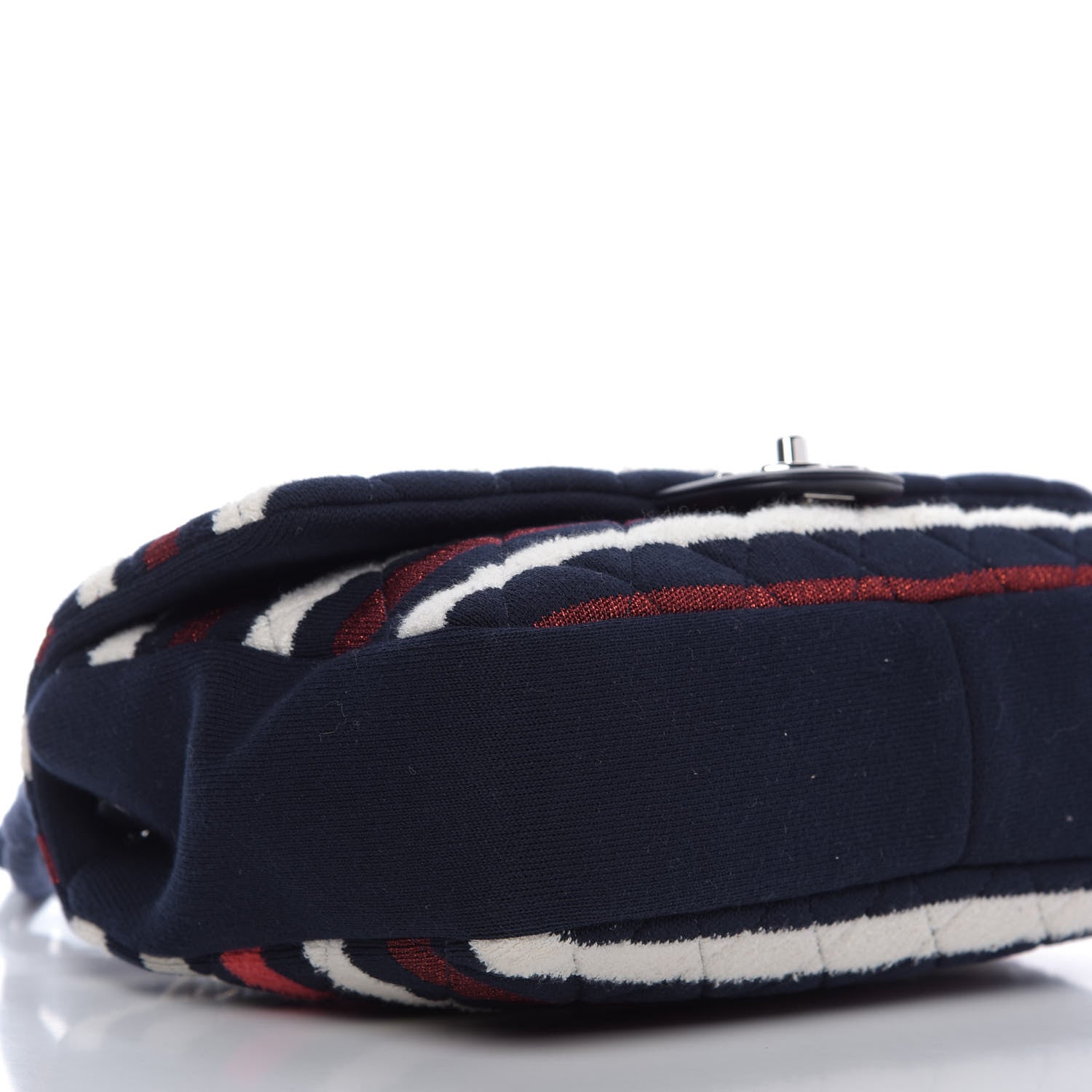 Chanel Jersey Felt Quilted Flap Red White Blue 6 of 10