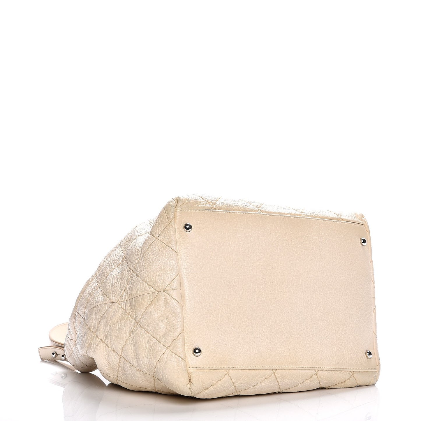 Glazed Calfskin On The Road Drawstring Tote Ivory