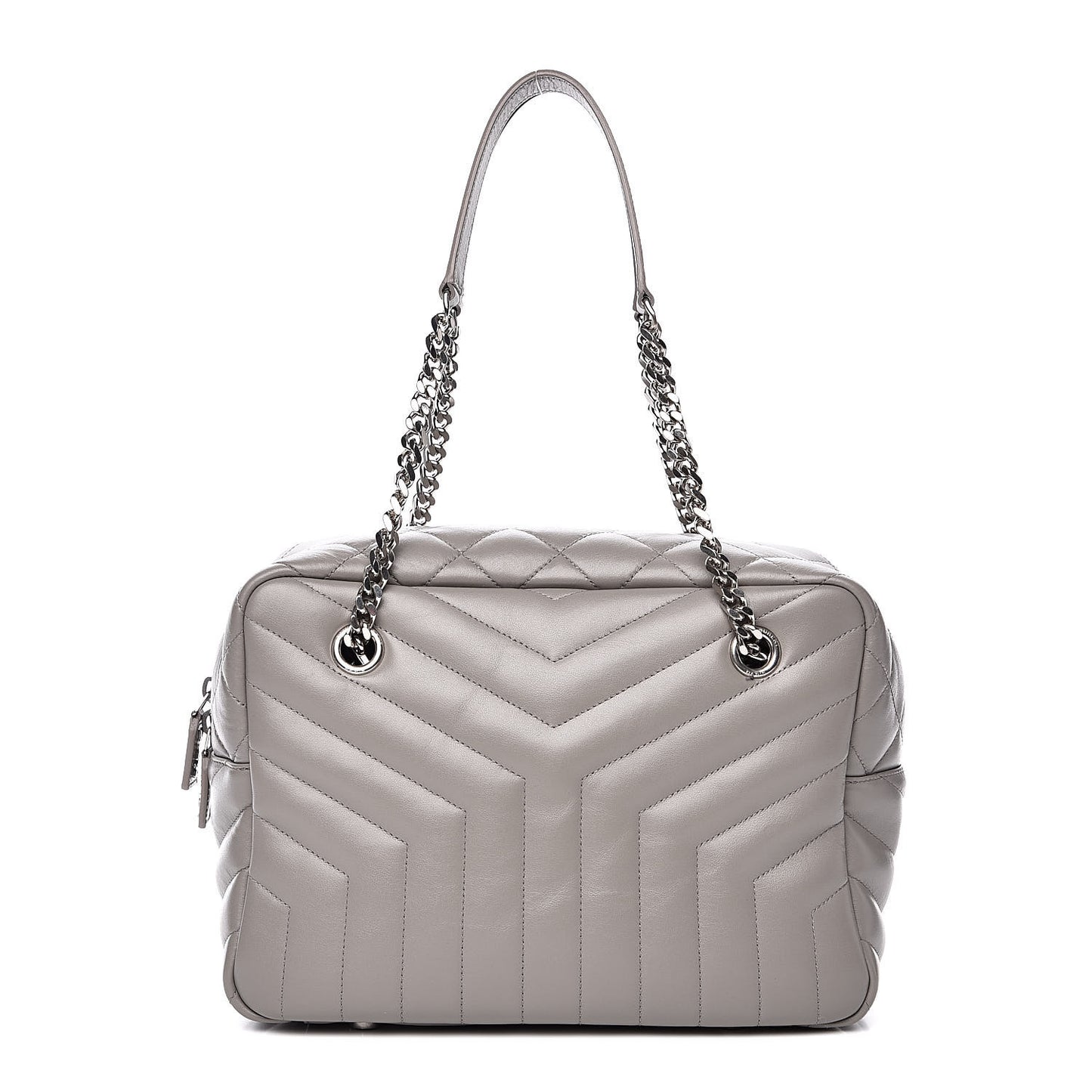 Calfskin Y Quilted Monogram Loulou Bowling Bag Grey