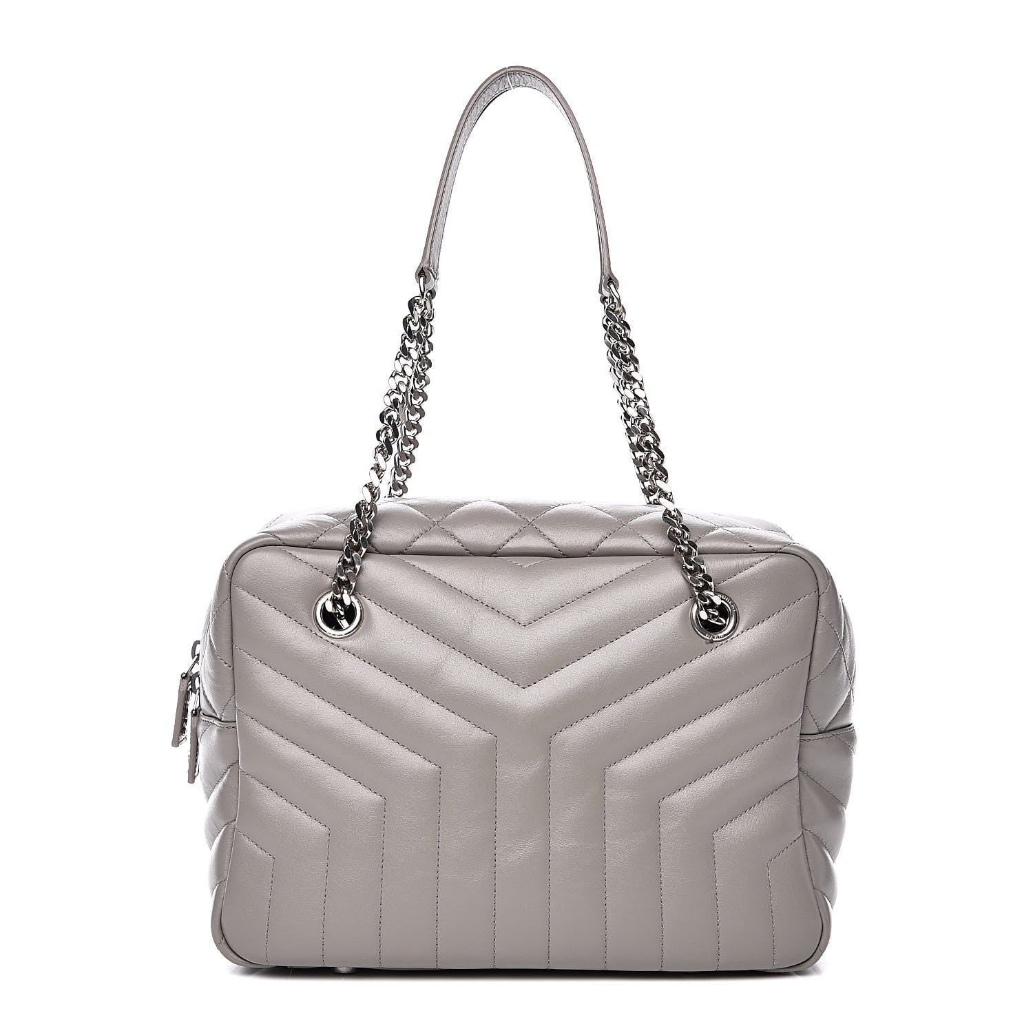 Saint Laurent Calfskin Y Quilted Monogram Loulou Bowling Bag Grey 1 of 9