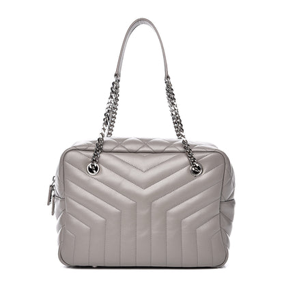 Saint Laurent Calfskin Y Quilted Monogram Loulou Bowling Bag Grey 1 of 9