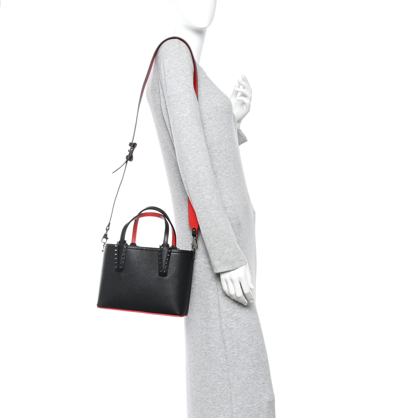 Calfskin Spikes Mini East West Cabata Tote Black