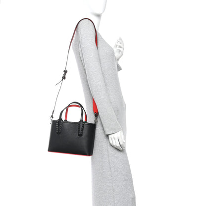 Christian Louboutin Calfskin Spikes Mini East West Cabata Tote Black 2 of 9