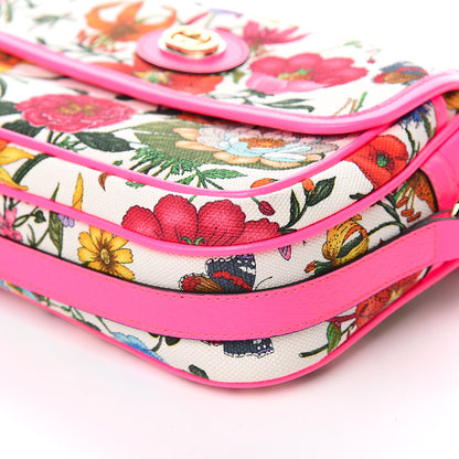 Gucci Canvas Flora Floral Shoulder Bag White Fuchsia Fluo 8 of 9