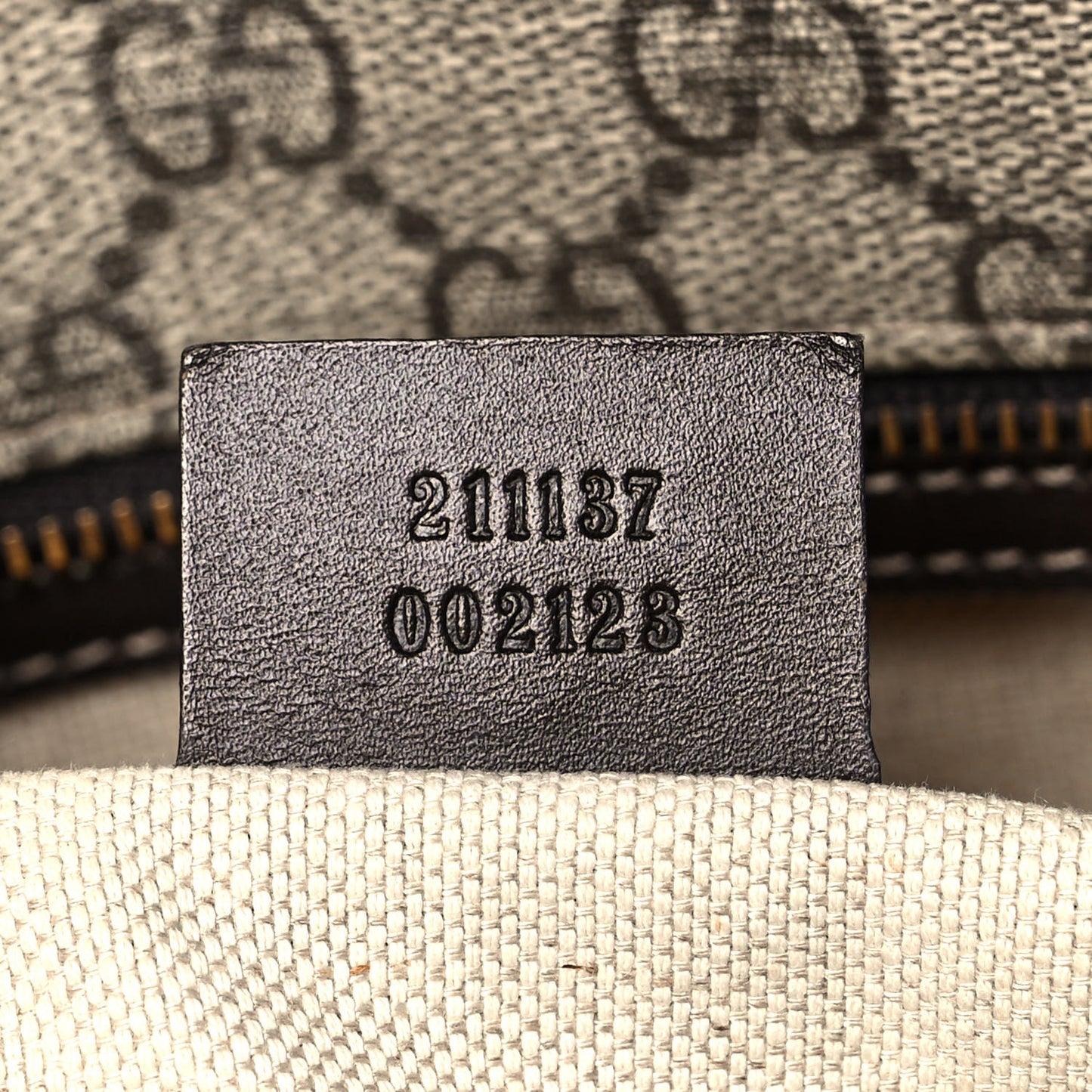 GG Supreme Monogram Medium Zippered Shopping Tote Dark Brown