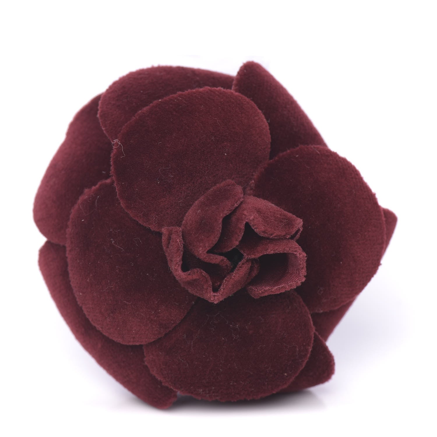 Chanel Velvet Camellia Brooch Pin Bordeaux 1 of 5
