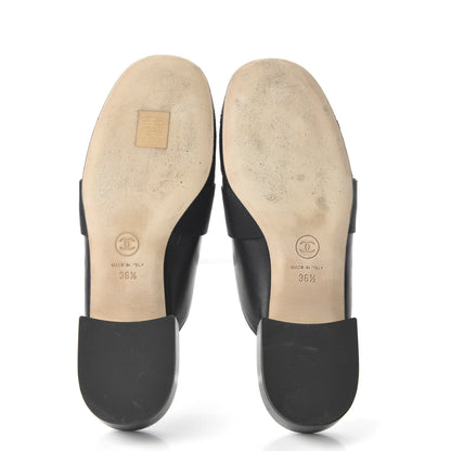 Chanel Lambskin Grosgrain Cap Toe CC Mules 36.5 Black 5 of 9