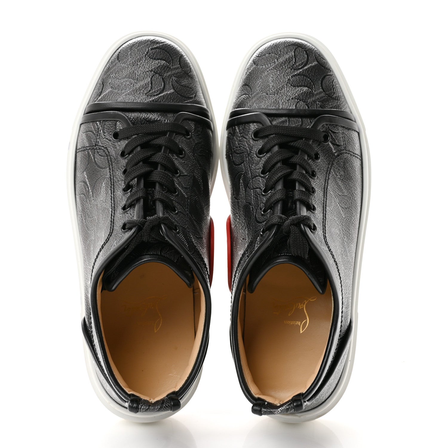Christian Louboutin Toile Monogram Nappa Mens Adolon Junior Flat Sneakers 42 Black 2 of 11