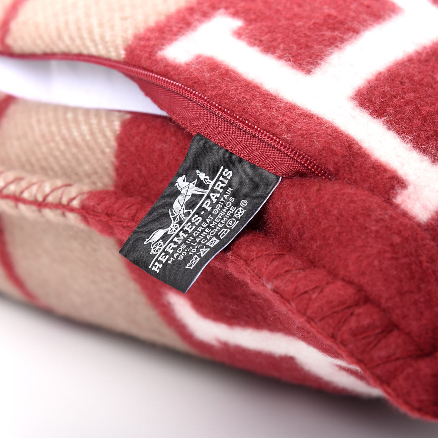 Wool Cashmere Avalon III Pillow PM Ecru Rouge