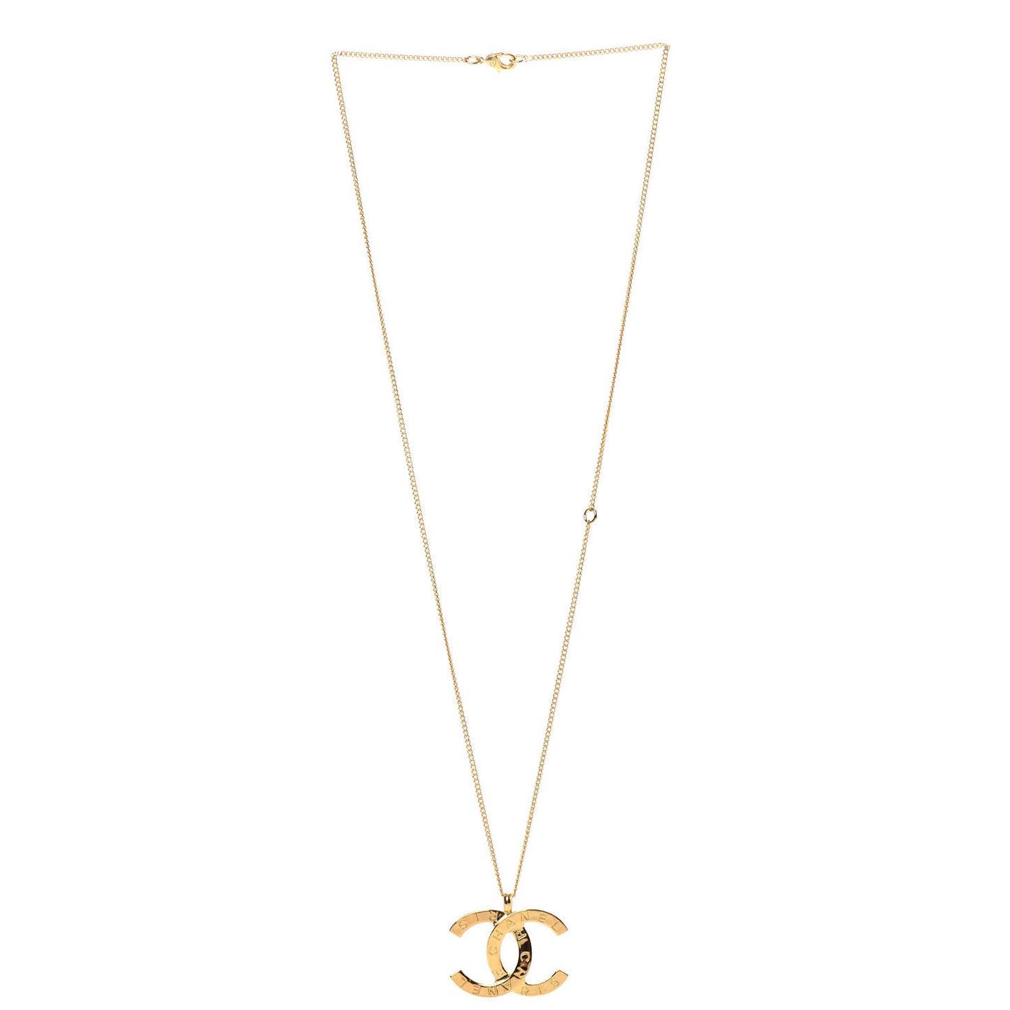 Metal CC Paris Button Necklace Gold