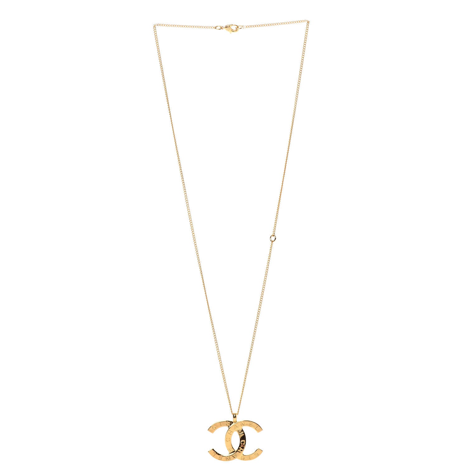 Chanel Metal CC Paris Button Necklace Gold 3 of 6