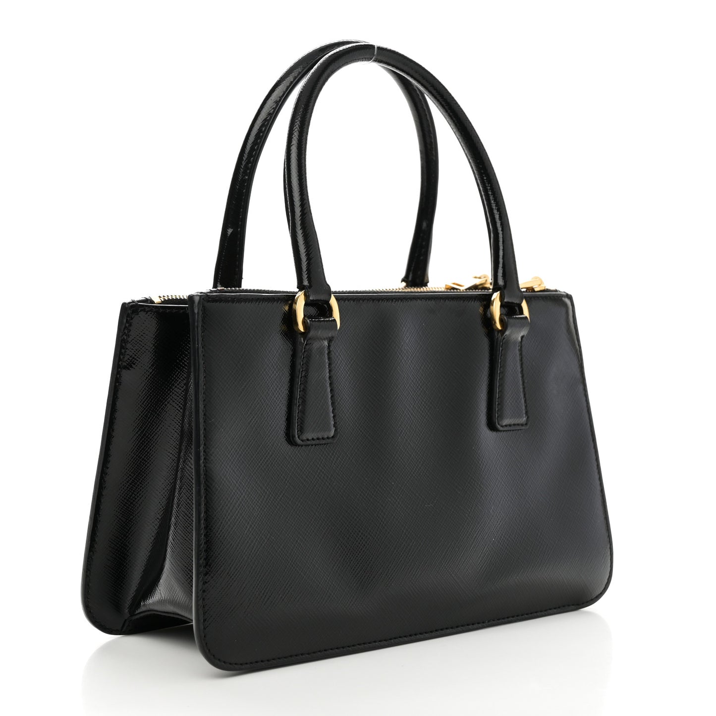 Saffiano Vernice Mini Galleria Double Zip Black