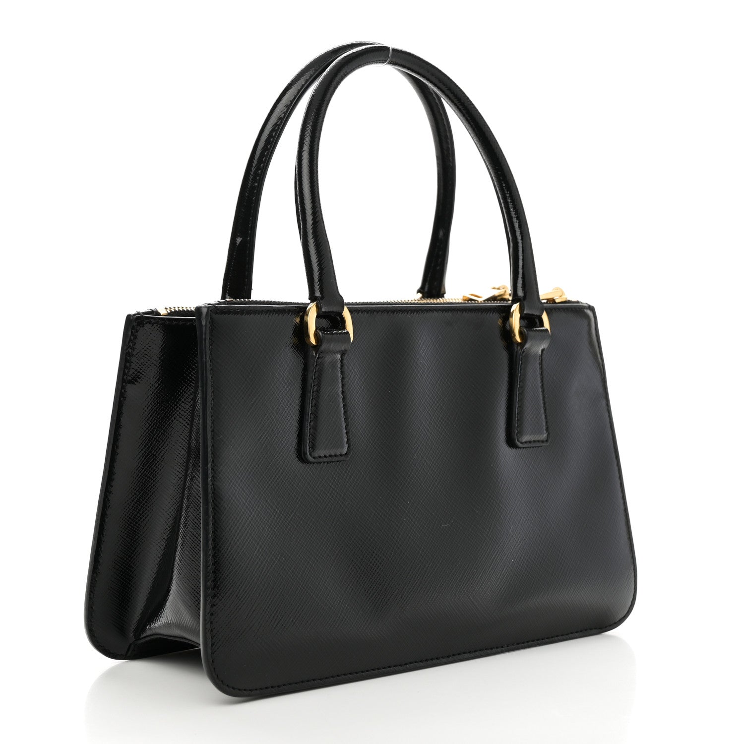 Prada Saffiano Vernice Mini Galleria Double Zip Black 3 of 9