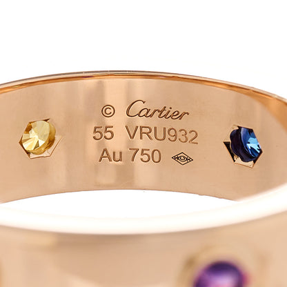 Cartier 18K Pink Gold Sapphire Garnet Amethyst 5.5mm LOVE Ring 55 7.25 7 of 8