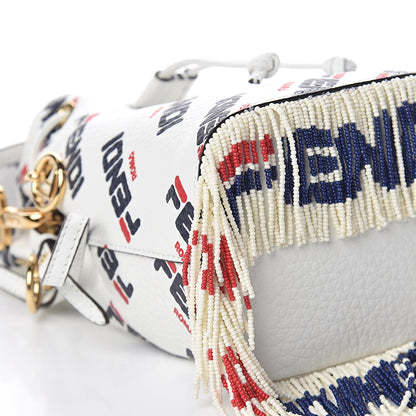 Fendi X FILA Calfskin F is Fendi Mania Fringe Mini Mon Tresor Bucket Bag White 8 of 11