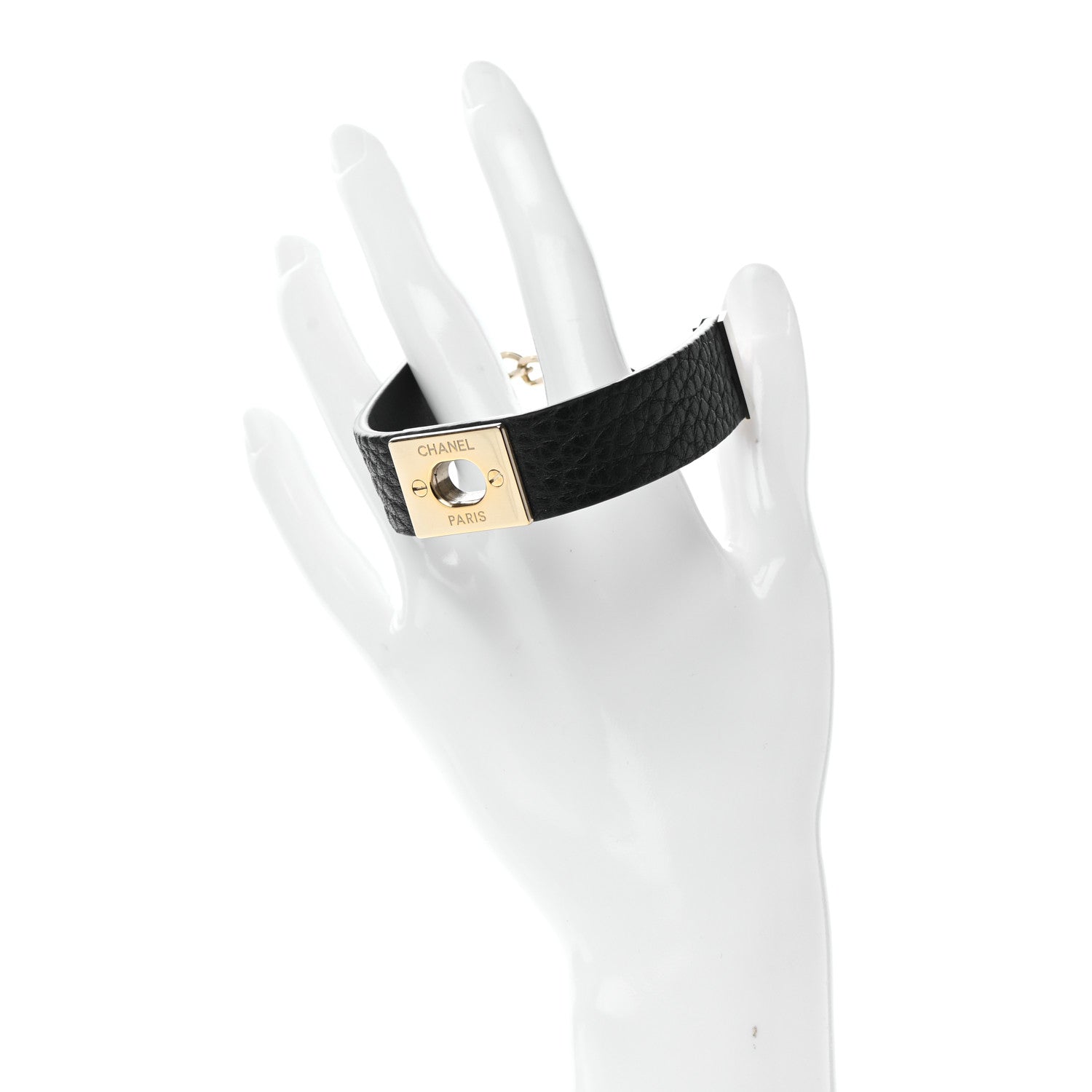 Chanel Calfskin CC Bracelet Black Gold 2 of 4