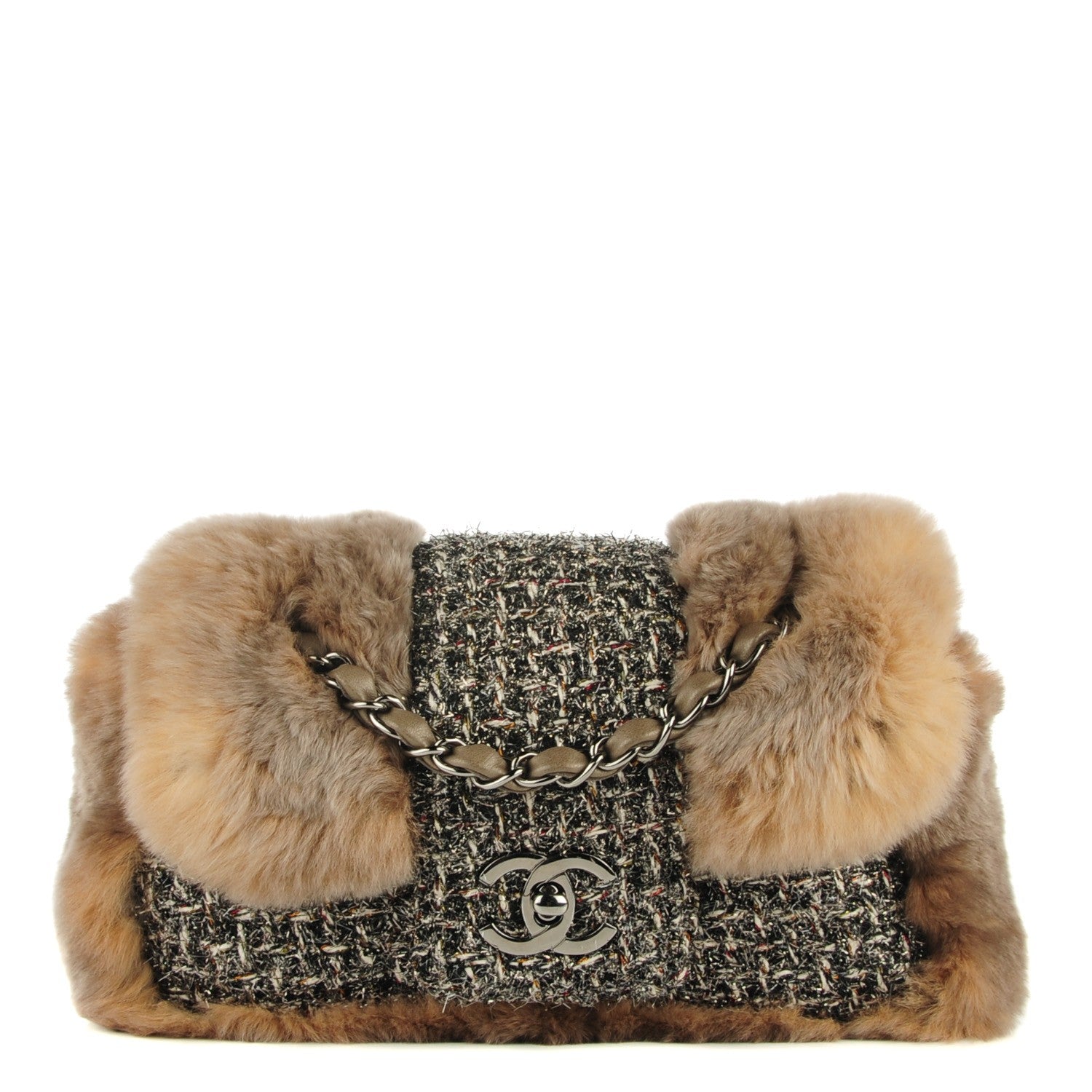 Chanel Rabbit Fur Fantasy Tweed Small Flap 1 of 8