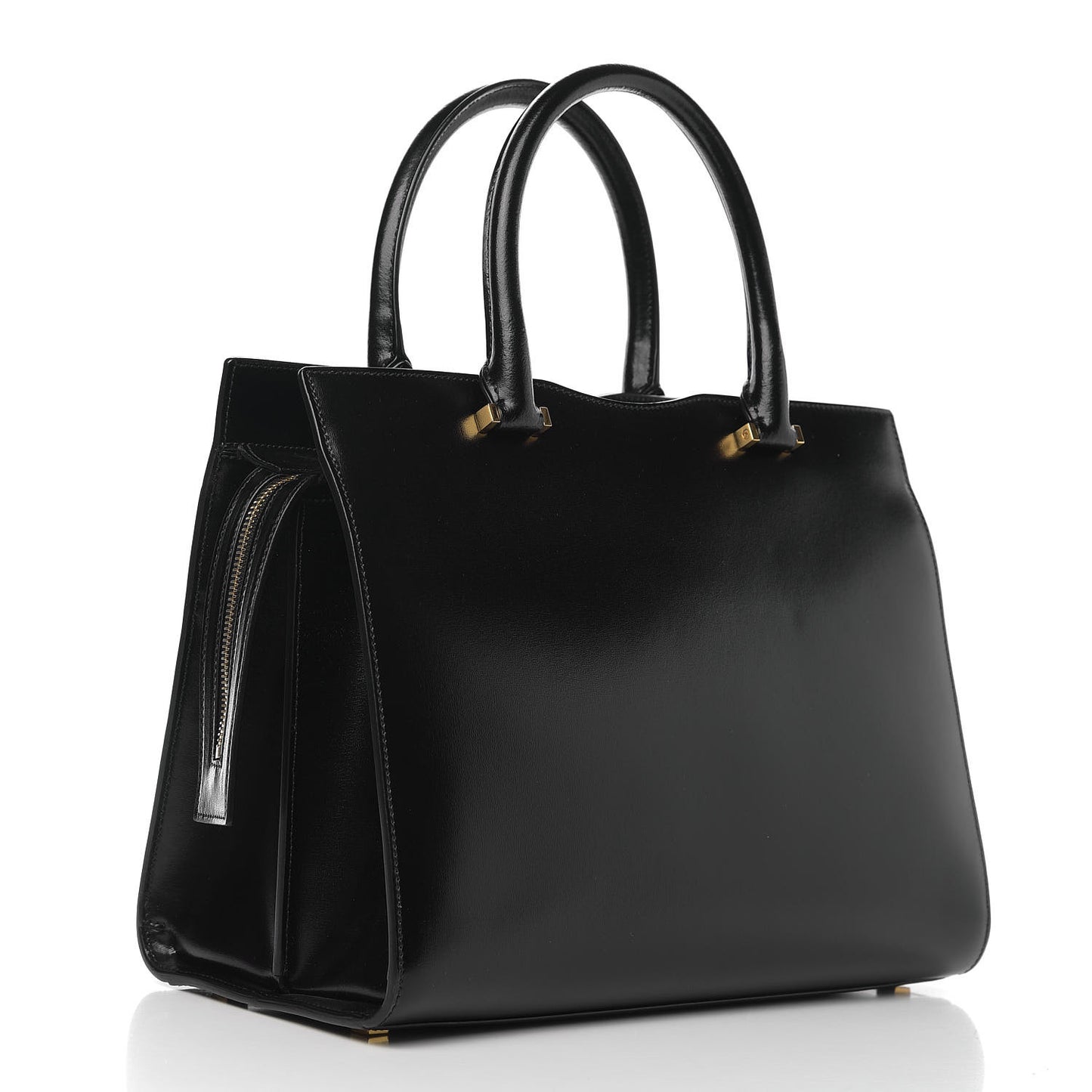 Shiny Calfskin Medium Uptown Tote Black
