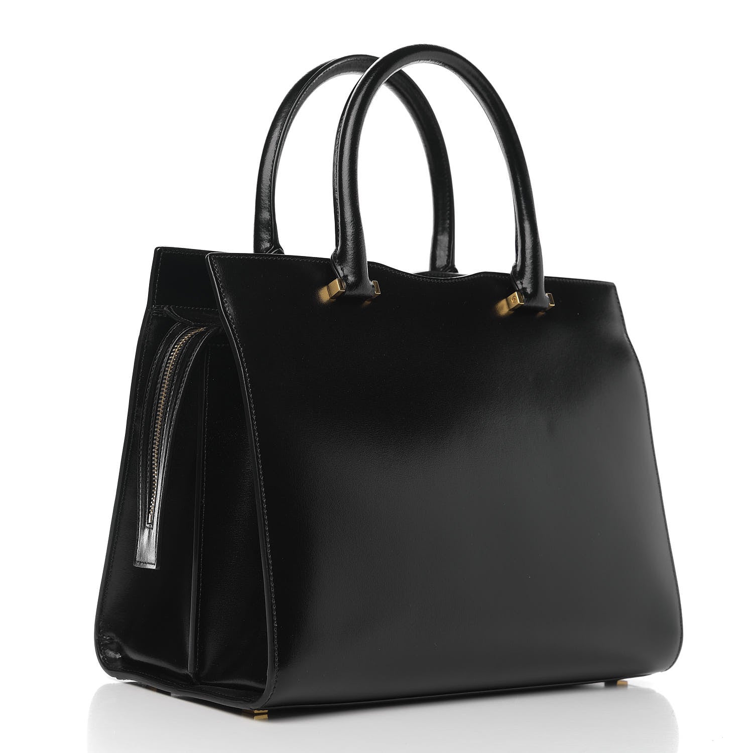Saint Laurent Shiny Calfskin Medium Uptown Tote Black 2 of 8